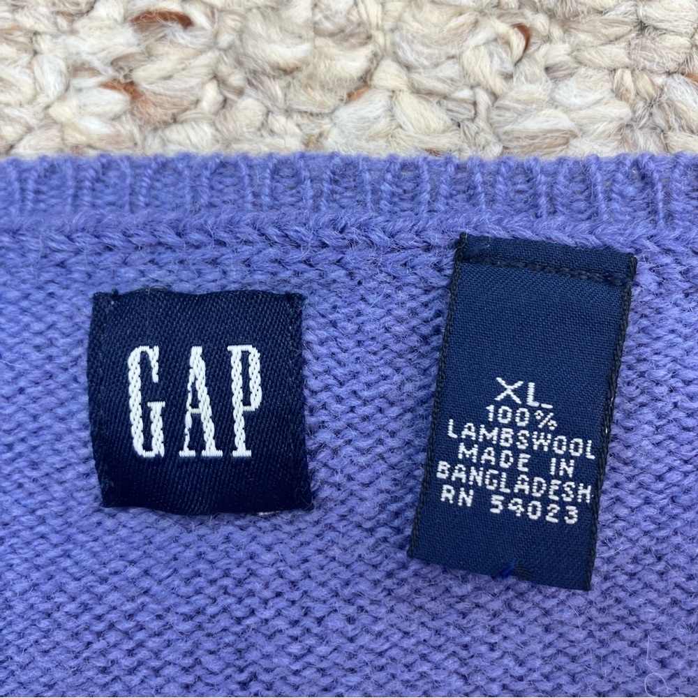Gap Vintage Womens Vneck Sweater Size XL 100% Lambs Wool Pullover Casual - Picture 5 of 10